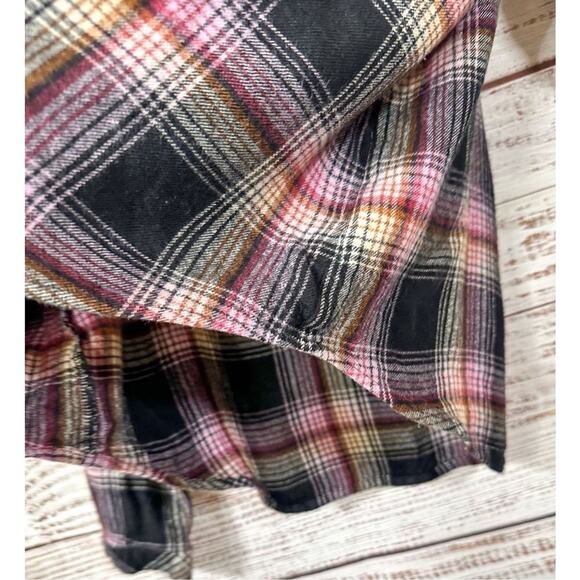 Anthropologie Cloth & Stone Plaid Flannel Xadrez Blouse Multicolor Small - Picture 4 of 11